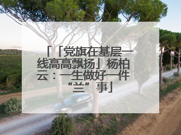 「党旗在基层一线高高飘扬」杨柏云：一生做好一件“兰”事
