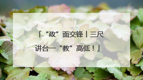 “政”面交锋丨三尺讲台一“教”高低！