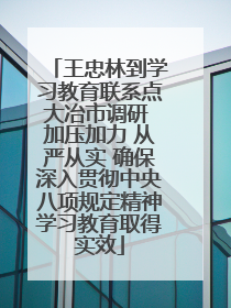 王忠林到学习教育联系点大冶市调研 加压加力 从严从实 确保深入贯彻中央八项规定精神学习教育取得实效
