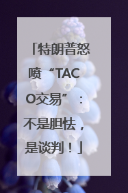 特朗普怒喷“TACO交易”：不是胆怯，是谈判！