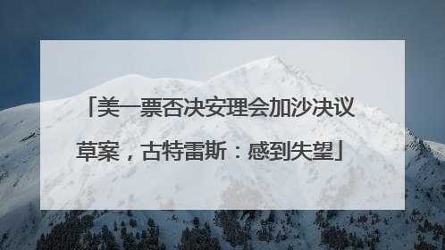 美一票否决安理会加沙决议草案，古特雷斯：感到失望