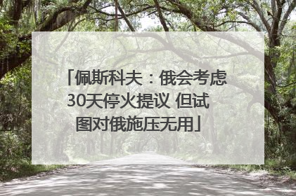 佩斯科夫：俄会考虑30天停火提议 但试图对俄施压无用