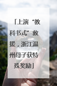 上演“教科书式”救援，浙江温州母子获特殊奖励
