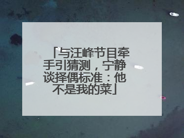 与汪峰节目牵手引猜测，宁静谈择偶标准：他不是我的菜