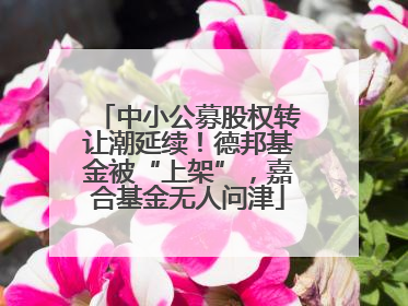 中小公募股权转让潮延续！德邦基金被“上架”，嘉合基金无人问津