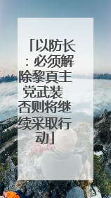 以防长：必须解除黎真主党武装 否则将继续采取行动