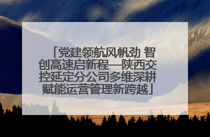 党建领航风帆劲 智创高速启新程—陕西交控延定分公司多维深耕赋能运营管理新跨越