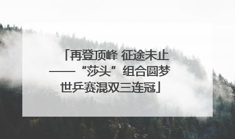 再登顶峰 征途未止——“莎头”组合圆梦世乒赛混双三连冠