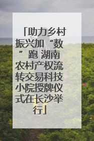 助力乡村振兴加“数”跑 湖南农村产权流转交易科技小院授牌仪式在长沙举行