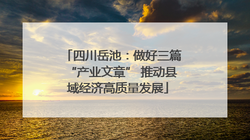 四川岳池：做好三篇“产业文章” 推动县域经济高质量发展