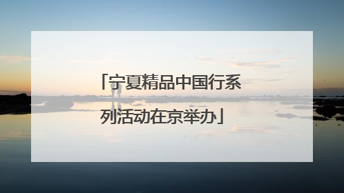 宁夏精品中国行系列活动在京举办