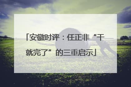 安徽时评：任正非“干就完了”的三重启示