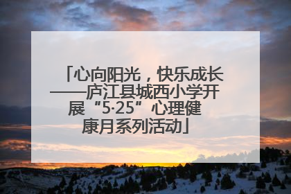 心向阳光，快乐成长——庐江县城西小学开展“5·25”心理健康月系列活动