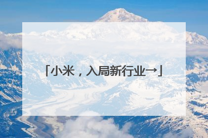 小米，入局新行业→