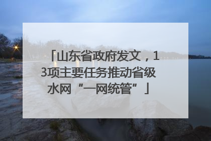 山东省政府发文，13项主要任务推动省级水网“一网统管”