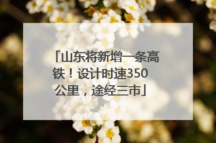 山东将新增一条高铁！设计时速350公里，途经三市