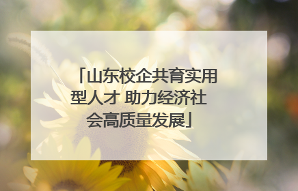 山东校企共育实用型人才 助力经济社会高质量发展