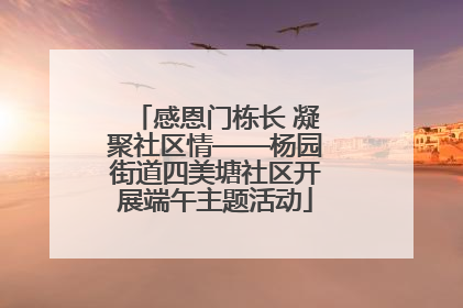 感恩门栋长 凝聚社区情——杨园街道四美塘社区开展端午主题活动