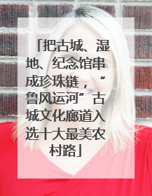 把古城、湿地、纪念馆串成珍珠链，“鲁风运河”古城文化廊道入选十大最美农村路
