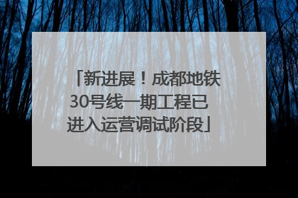 新进展！成都地铁30号线一期工程已进入运营调试阶段