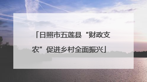 日照市五莲县“财政支农”促进乡村全面振兴