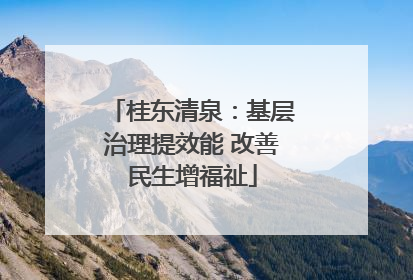 桂东清泉：基层治理提效能 改善民生增福祉