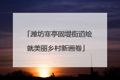 潍坊寒亭固堤街道绘就美丽乡村新画卷