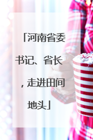 河南省委书记、省长，走进田间地头