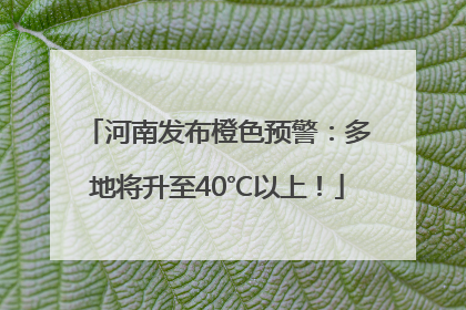 河南发布橙色预警：多地将升至40℃以上！