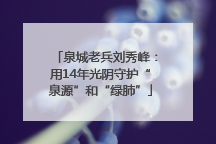 泉城老兵刘秀峰：用14年光阴守护“泉源”和“绿肺”
