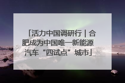 活力中国调研行｜合肥成为中国唯一新能源汽车“四试点”城市