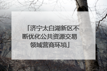 济宁太白湖新区不断优化公共资源交易领域营商环境