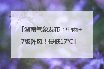 湖南气象发布：中雨+7级阵风！最低17℃