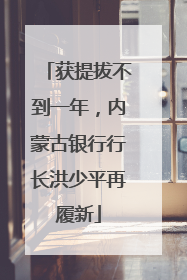 获提拔不到一年，内蒙古银行行长洪少平再履新
