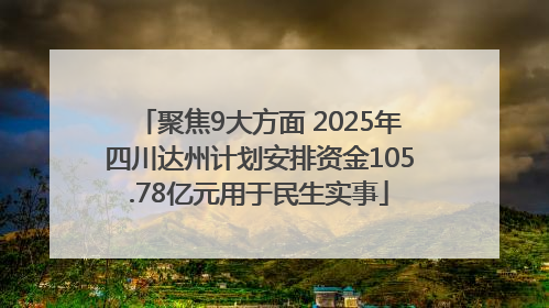聚焦9大方面 2025年四川达州计划安排资金105.78亿元用于民生实事
