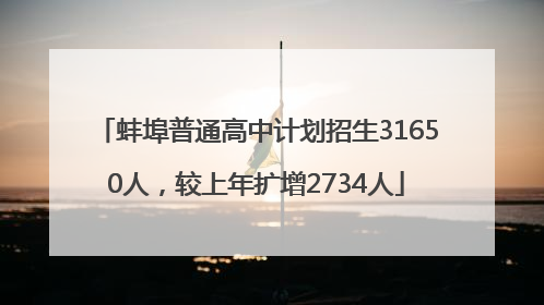 蚌埠普通高中计划招生31650人，较上年扩增2734人