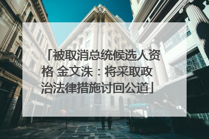 被取消总统候选人资格 金文洙：将采取政治法律措施讨回公道