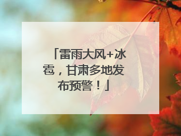 雷雨大风+冰雹，甘肃多地发布预警！