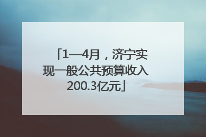 1—4月，济宁实现一般公共预算收入200.3亿元